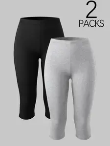 Women's Slim-Fitting High-Waisted Knee-Length Leggings, Polka Dot & Solid Patterns, Buttery Soft Stretchy Workout Capris