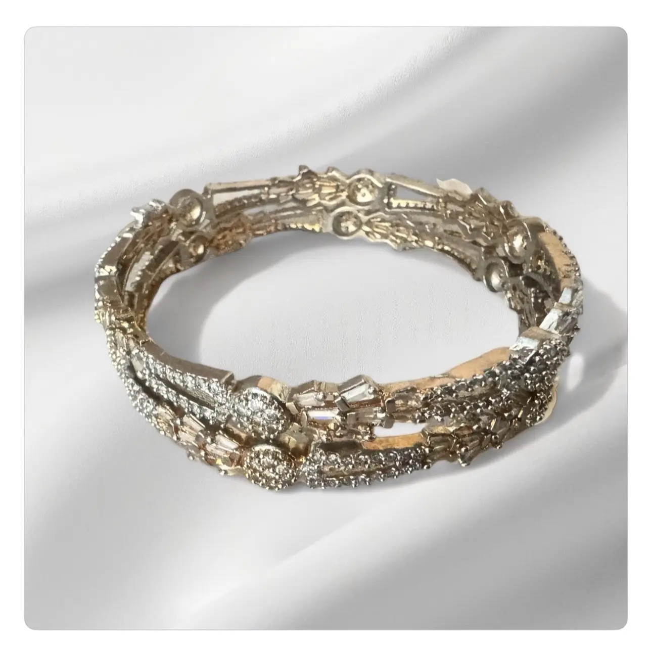 Gold Plated Bangles with Studded American Diamond Bangles Set - Graceful Design