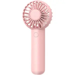 Mini Handheld Fan, Small Cute Design, 3  Speeds, USB Rechargeable  Operated, Personal Portable Fan with Base & Lanyard, for Eyelash Makeup Travel Beach Office Desk, Pink