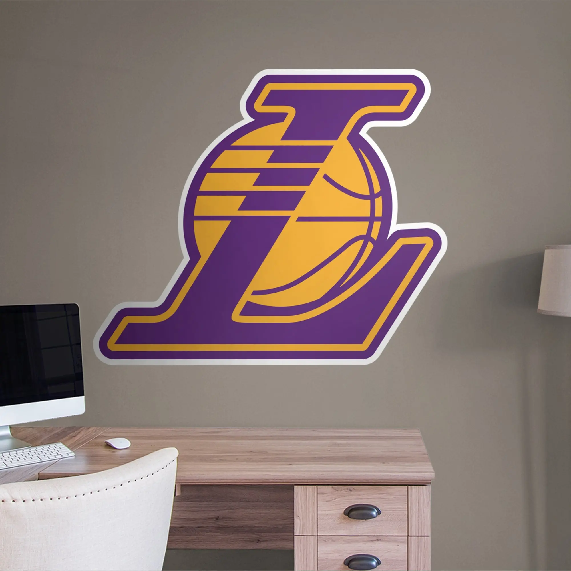 Official NBA Los Angeles Lakers RealBig Alternate Logo Collection Die-Cut Edge Reusable Vinyl Decals - Fan-Focused Wall Decor, Smooth Adhesive Easy-Remove Home Decoration Stickers