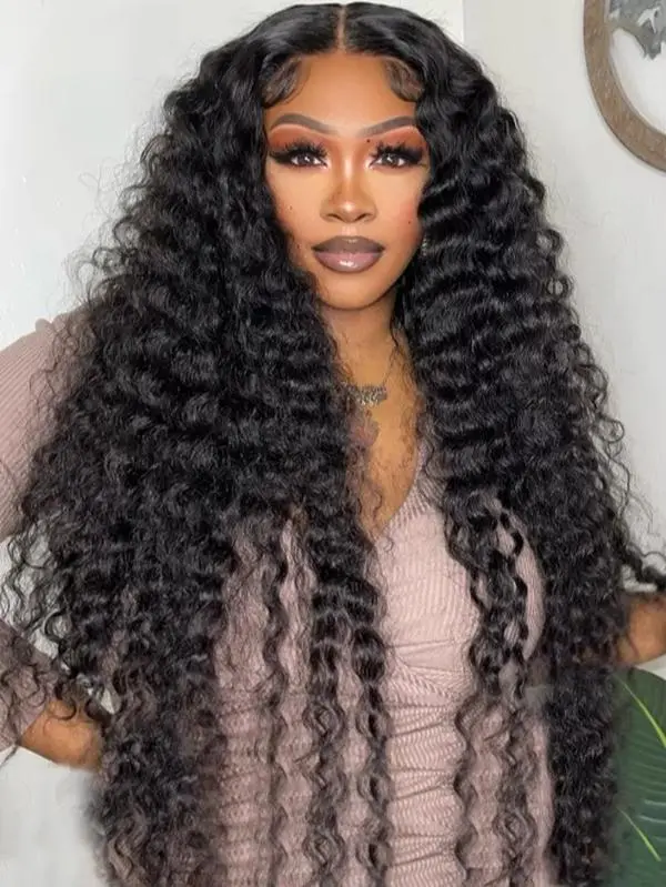 Bling Hair 180 Density 38 Inch Deep Wave Lace Front Wig 13x6 Hd Lace Frontal Wig 13x4 Curly Human Hair Wigs For Women 360 PrePlucked Lace