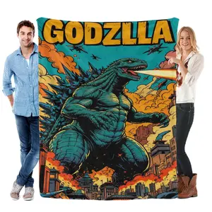 "Retro Godzilla Comic Art Flannel Blanket – A Thrilling Christmas Gift for Kaiju Enthusiasts, Featuring Dynamic City Attack Design, Perfect for Gifting to Add Bold Holiday Charm This Season"