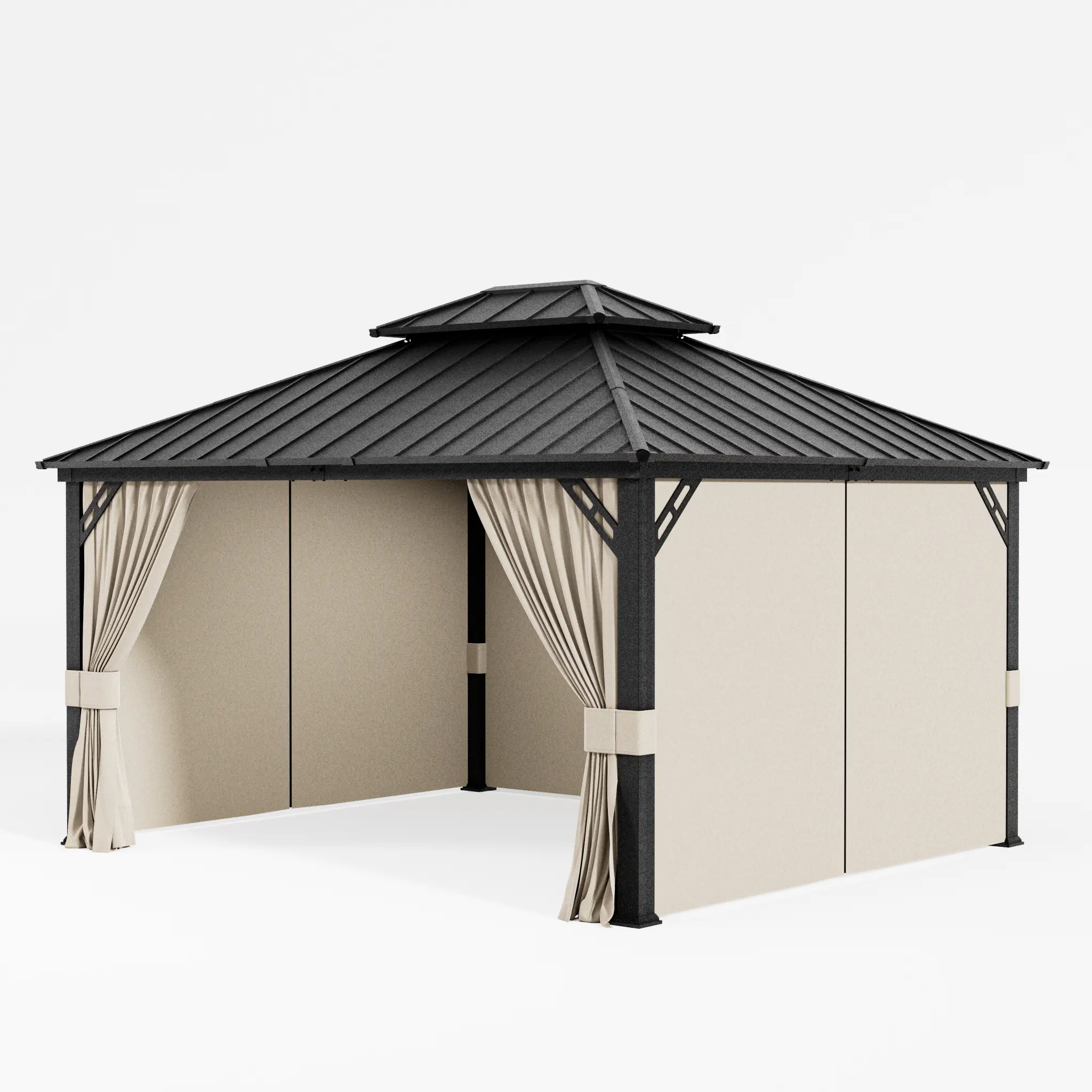 Outdoor Gazebo Curtains,Waterproof Universal Replacement Pergola Sidewalls Curtains, Privacy Cover with Double Zipper and Beige Mosquito Net for Patio, Backyard, Garden, Pool,
