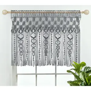 Boho Macrame Textured Cotton Valance/Wall Decorby Lush Decor
