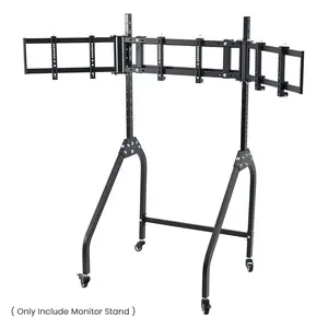 Supllueer Ultra-stable Triple Monitor Stand for Racing Simulator Cockpit 27-32 Inch Heavy Duty Triple Screen Mount With Casters and Punk Design