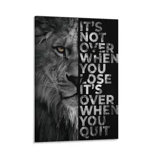 Lion Motivational Wall Art Poster Modern Canvas Print Inspirational Quote Decor Bold Animal Wall Decor for Living Room Bedroom Office School Aesthetic Room Decor Trendy Home Decoration Leadership Wall Art