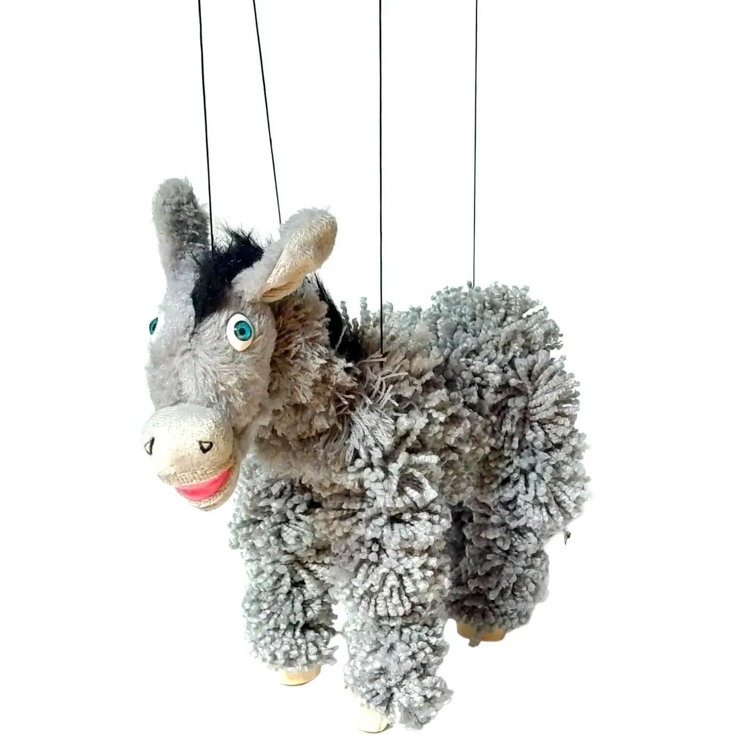 Donkey Marionette Puppet - Yarn Donkey with Wooden Feet, Detachable Strings Hand Puppet for Kids Play Performance Home Decor