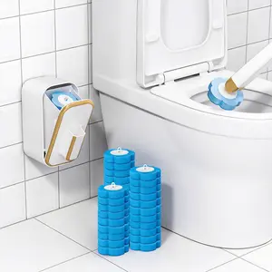 Toilet Wand Cleaning Brush Kit - Lightweight, 24 Disposable Refills, Wall-Mounted Holder, 360° Rotatable Head, 3-Layer Deep-Clean ABS Sponges, Touch-Free Release