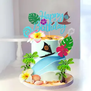 cake shed cake topper gender reveal Hawaii Cake Topper Birthday Decor Hawaii Ocean Cupcake Topper for Birthday Baby Shower Party Supplies