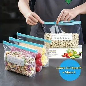 Reusable Food Storage Bags with Zipper, Leak-Proof Sealed Freshness Bags, Ideal for Food Preservation, Reusable Vegetable Storage Bags