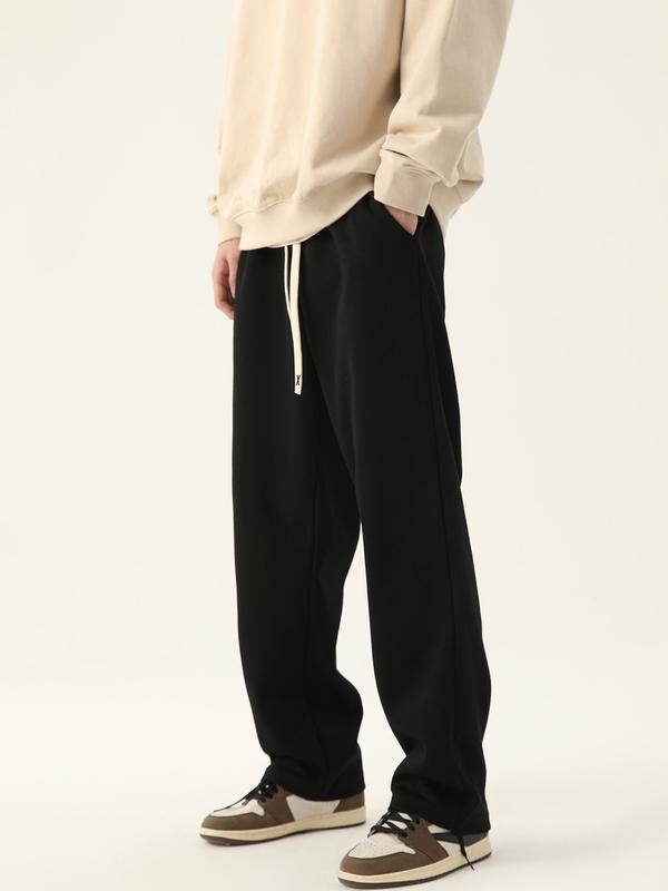 Men's Solid Color Drawstring Waist Sweatpants, Regular Fit Casual Comfy Plain Pants for Daily Wear, Men's Trousers for All Seasons