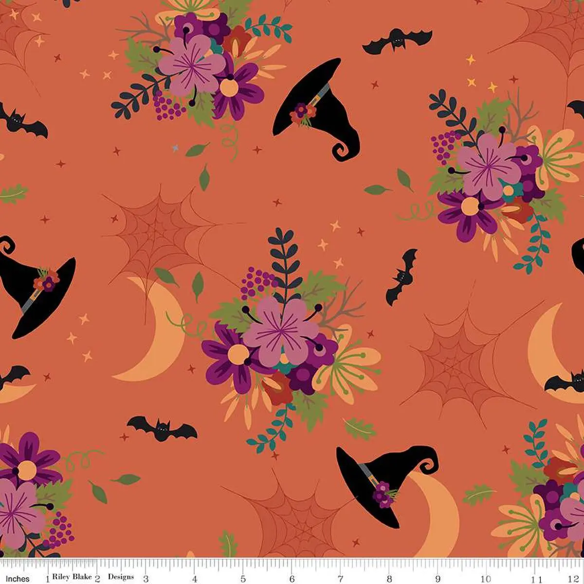 Fabric Riley Blake Pumpkin Main Little Witch by the Quarter Yard C14560-PUMPKIN