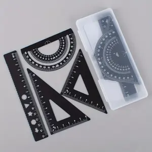 4pcs Aluminum Alloy Ruler Set - Durable Metal Drawing & Exam Tools, Kawaii School Supplies for Students