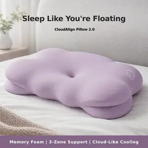 CloudAlign Pillow 2.0 - Upgraded Ergonomic Contoured 3-Zone Supportive Neck Support Memory Foam Pillow for Neck Discomfort, Side & Back Sleepers