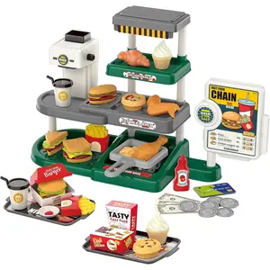 Interactive Playset, Mini Fast Food Set, Includes Coffee, Ice Cream, Hamburgers, Fries, Birthday Gift, Holiday Gift, No Battery Needed