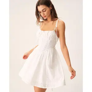 White Ruched Corset Slip Mini Dress
