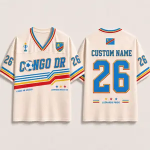 [Custom Name] DR Congo Soccer Jersey 2026, Personalized Name and Number Mesh Football Shirt, Congolese Flag Leopards Matchday Edition, Unisex Sports Fan Gift