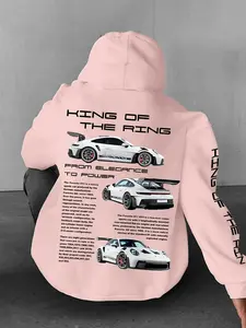 Men's Hooded Sweatshirt King of the Ring Car Print, Skin-Friendly, Soft Fabric, Warm and Comfortable, Street Style, Daily Wear, Car Hoodie