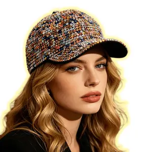 Bling Bling Full Rhinestone Baseball Cap Women Luxury Shiny Crystal Sun Hat Party Club Stage Performance Streetwear Cap