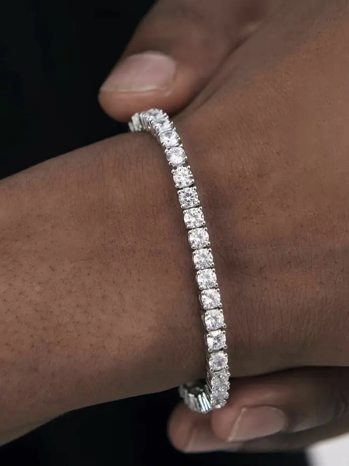 Virelyn S Unisex Iced Out Tennis Bracelet for Men and Women, 20cm Gold Silver CZ Crystal Bracelet, Sparkling Hip Hop Bling Wrist Chain with Secure Box Clasp, Birthday Jewelry Gift