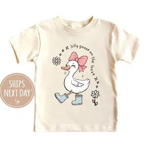 Silly Goose Kids Shirt, Silly Goose On The Loose Shirt, Funny Animal Shirt, Cute Gift for Girl - Birthday Girl Tee, Funny Goose Outfit