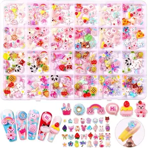 3D Mix Assorted Color Nail Charms Acrylic Multi Cute Nail Art Charms Hollow Candy Jewelry Nail Supplies for Nail Design DIY Crafts Accessories