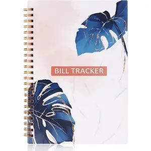 A5 Spiral Bill Payment Tracker Notebook - Monthly Home Finance Bill Organizer Planner with Back Pocket, Payment Organizer Logbook