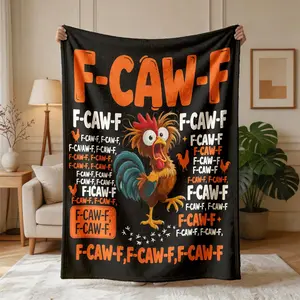 Funny Rooster Theme Flannel Blanket, Large Size, Soft and Lightweight, Perfect for All Seasons, Ideal for Bed, Sofa, Office, Camping, Travel