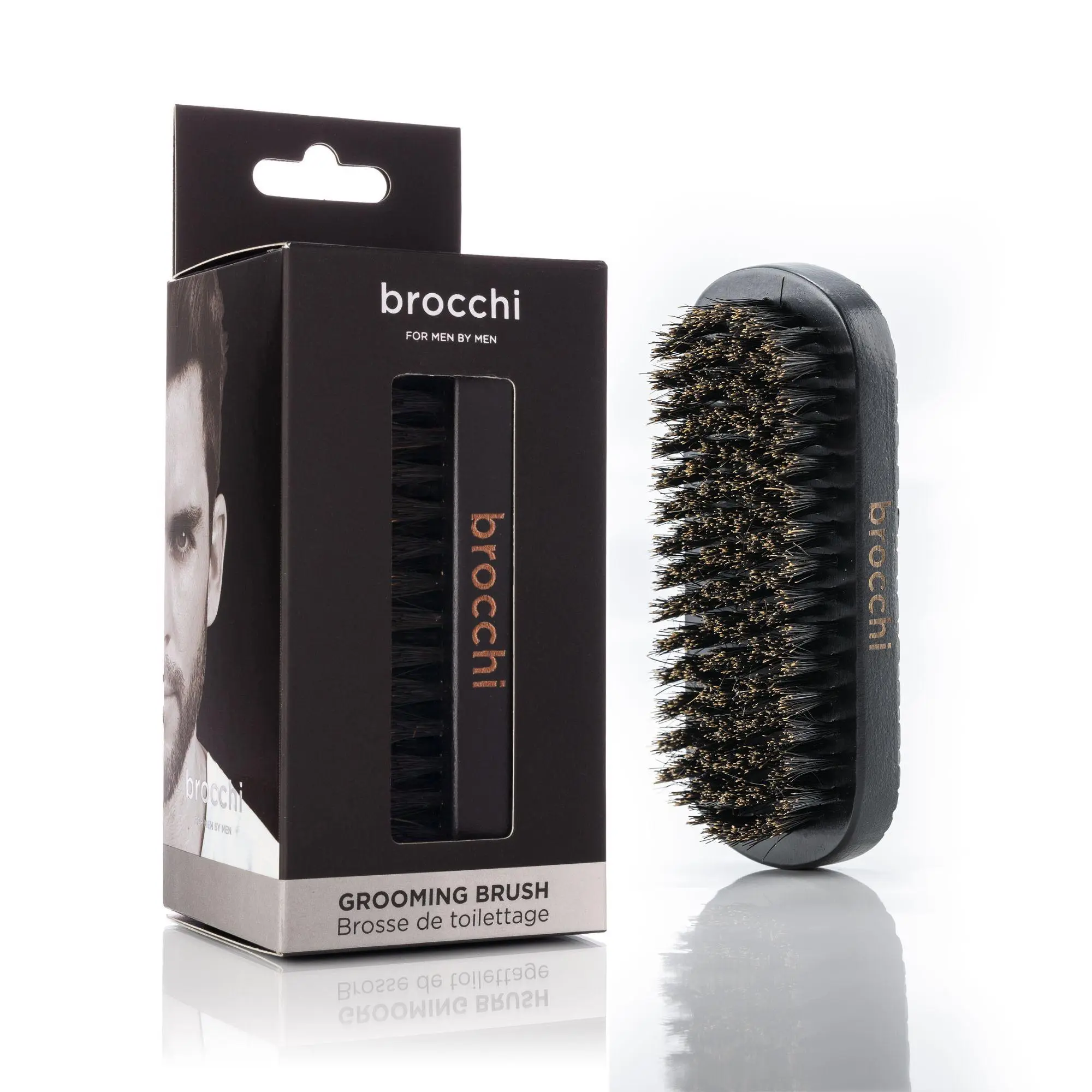Brocchi Premium Boar Bristle Beard & Hair Brush for Frizz Control and ...