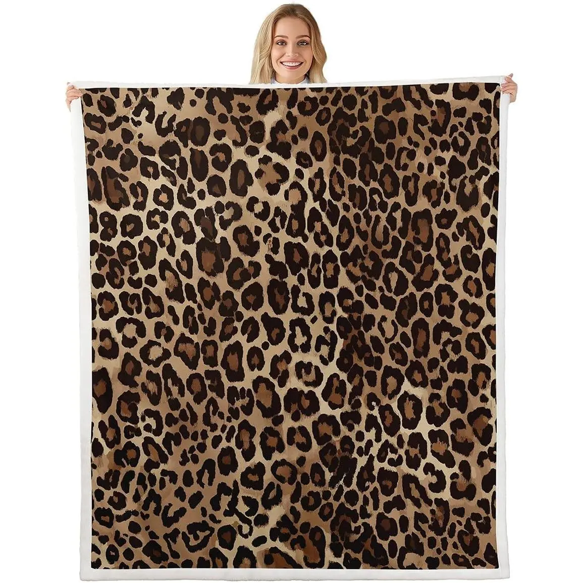 Leopard Print Flannel Blanket Cheetah Decor Wall Sherpa Blanket Geometric Throw Blanket African Safari Animal Plush Blanket Modern Abstract Pattern Bed Blanket for Kid Boy Men Baby