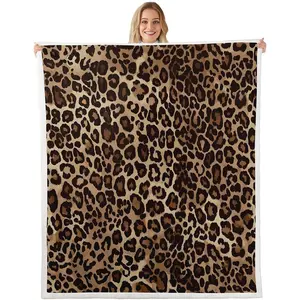 Leopard Print Flannel Blanket Cheetah Decor Wall Sherpa Blanket Geometric Throw Blanket African Safari Animal Plush Blanket Modern Abstract Pattern Bed Blanket for Kid Boy Men Baby