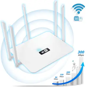 2.4GHz WiFi Router with 5 Antennas Wireless Repeater Mode Internet Router for Smart Home Easy Setup 2.4Ghz Only Wifi Router Gaming Router Wifi Hotspot Router Wireless Signal Repeater