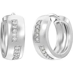 LeCalla Men's 925 Sterling Silver Small Huggies Hoop Earrings | Chunky Cuff Huggie Hoop Earring for Men 15MM