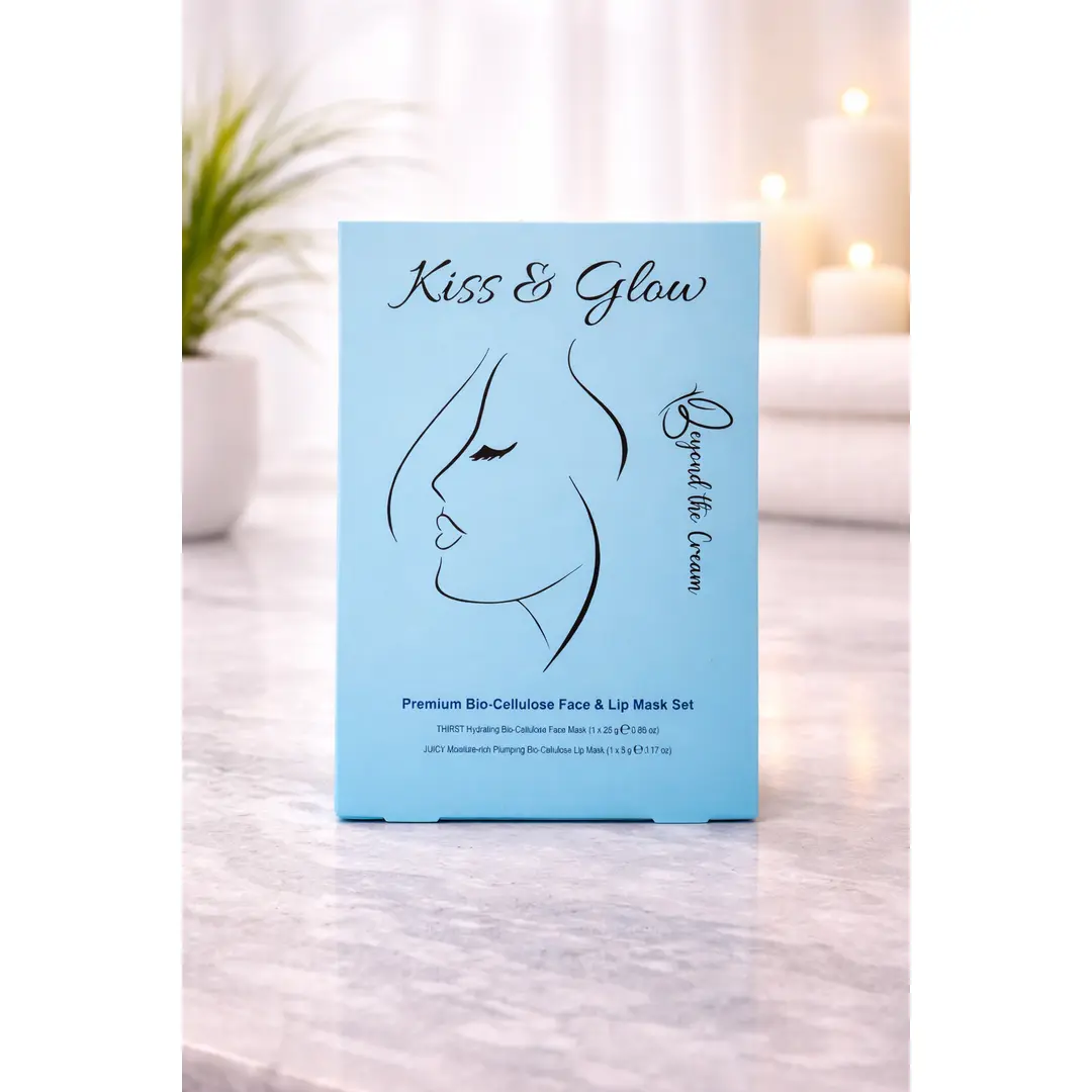[Beyond The Cream] Kiss & Glow Premium Bio-Cellulose Face & Lip Treatment Masks Set. Hyaluronic Acid Dewy Restore Moisture Nourishing Hydrating Vegan. Made in Korea