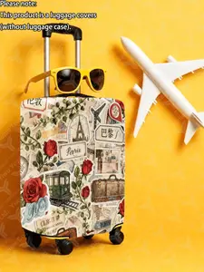Rose Pattern Luggage Cover, Durable Thick Fabric, Fits 20-28 Inch Suitcases, Travel Essential, Anti-Rip, All Seasons