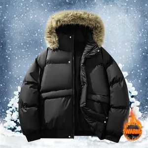 Thickened Warmth Detachable Hooded Coat Loose Casual Fashion Versatile Jacket with Fur Collar for Everyday Wear