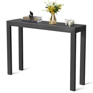 Karl Plank+Beam Solid Wood Console Table, 46 Inch, Sofa Table, Narrow Entryway Table for Hallway, Behind The Couch, Living Room, Foyer, Easy Assembly, Black
