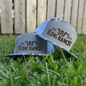 King Ranch Trucker Hat | 7 Panel Camo Kaki Snapback | Vintage Western Country Style Cap , Fitted Unisex Baseball Cap Basic Casual Style