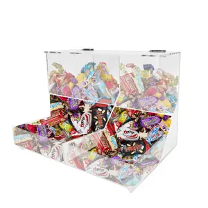 FixtureDisplays® 12 X 8 X 8.8" Clear Acrylic Bin Candy Bin Dispenser Two-Chamber Storage 19477-NF
