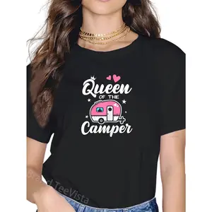 100% Cotton Queen of the Camper T-Shirt  t shirts women