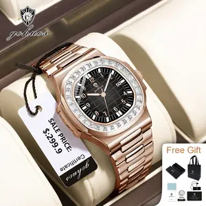 GOHUOS Luxury Square Man Quartz Watch Waterproof Luminous Date Men's Watch High Quality Stainless Steel Business Men Watches