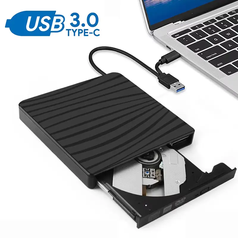 Portable Ultra-Thin USB 3.0 External DVD Drive, High-Speed Data Transfer for Laptop Macbook Desktop Imac, Compatible with MAC Os Windows