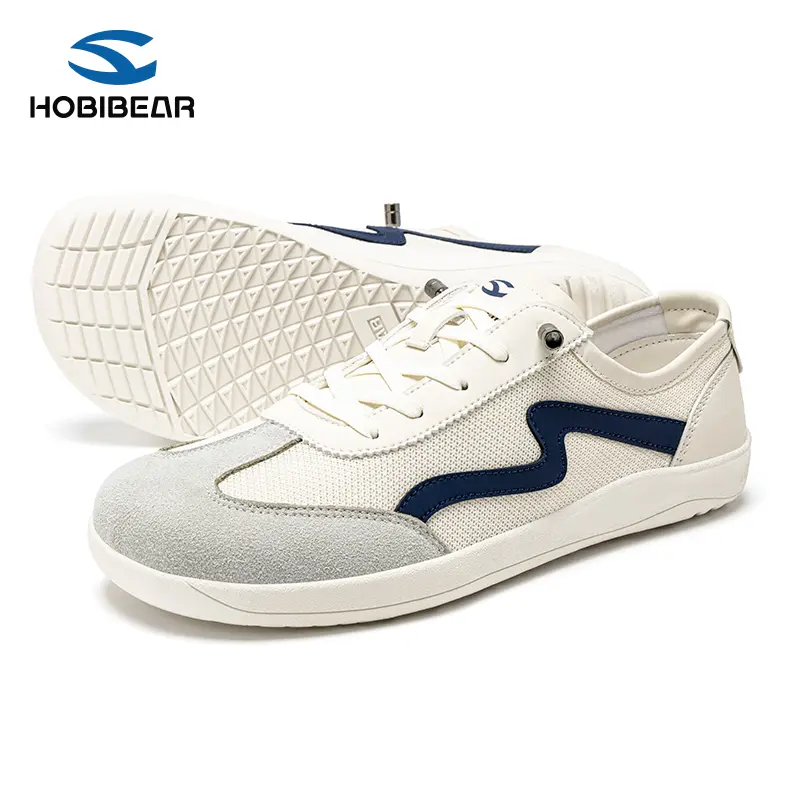 HOBIBEAR minimalist style women's/men's casual shoes without laces. Made of mesh material, with a lightweight design, wide toe area. Can be easily put on and taken off without laces. Fashionable and casual shoe style.