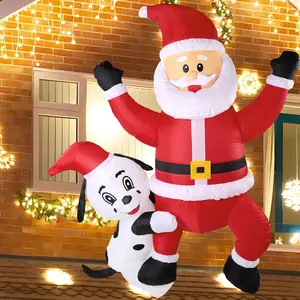 6FT Christmas Inflatable Santa Claus Outdoor Decoration Blow up Yard Decorations Build-in LED Lights Xmas Holiday Indoor Party Garden Lawn Christmas Eve Decor