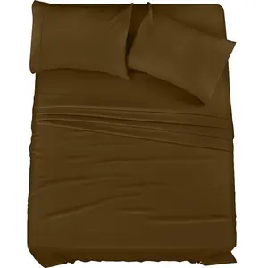 Queen Bed Sheets Set - 4 Piece Bedding - Brushed Microfiber - Shrinkage and Fade Resistant - Easy Care (Queen, Mocha)