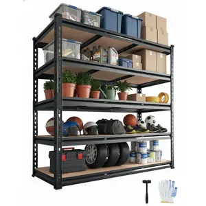 Garvee 60x18x72 Heavy Duty Garage Storage Shelves,5-Tier Adjustable Metal Shelving Units, 2500 LBS Load Capacity Industrial Utility Storage Racks for Warehouse Pantry Shed Basement Garage Organization
