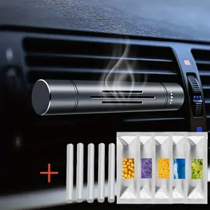 Car Air Freshener Set, Alloy Vent Clip Diffuser with Solid Scent Refills, Eliminates Odors & Provides Long-Lasting Fragrance, Car Interior Accessory, Car Perfume Clip