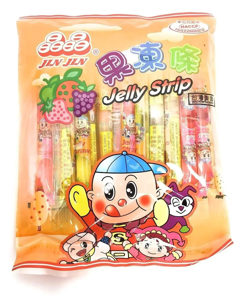 Jin Jin - Jelly Strip (Jelly Filled Straws in Assorted Flavors) - Net Wt. 14.1 Oz.