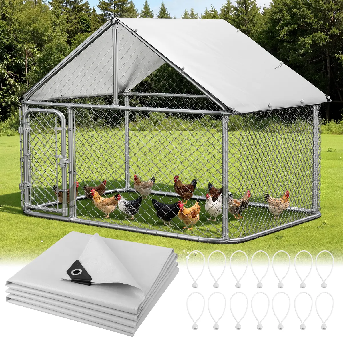 PETCOZIFE Chicken Coop Cover Large Walk-in Chicken Run Pen, Waterproof, Fence Chicken Cages Cover, (Only Cover, Frame Not Included), dealsforyou, summerwins, restock, dealsforyoudays, DFYD