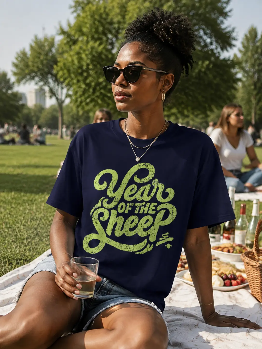 Vintage Year Of The Sheep Graphic T-Shirt, Women's Oversized Red Streetwear Tee, Retro Letter Print Casual Short Sleeve Shirt